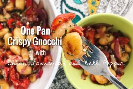 One Pan Crispy Gnocchi with Tomatoes, Onion and Bell Pepper